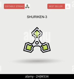 Shuriken-3 einfaches Vektorsymbol. Stock Vektor