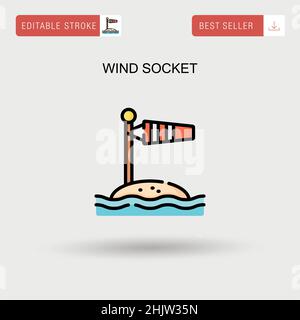 Einfaches Vektorsymbol für Windsteckdose. Stock Vektor