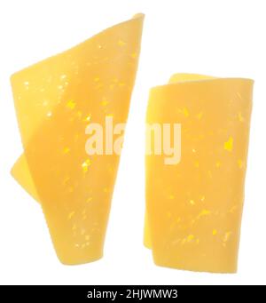 Käse Schichten isoliert auf weißem Hintergrund Stockfoto