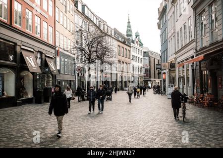 Kopenhagen, Dänemark - 31. Januar 2022. Norrebro ist einer der 10 offiziellen Bezirke der Stadt Kopenhagen. Stockfoto