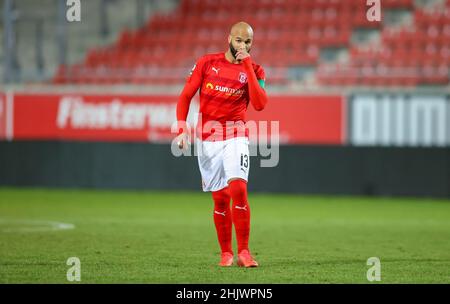 Halle, Deutschland. 05th Januar 2022. Fußball: Testspiele, Hallescher FC - FC Erzgebirge Aue im Leuna-Chemie-Stadion. Halles-Spieler Terrence Boyd auf dem Platz. Quelle: Jan Woitas/dpa-Zentralbild/dpa/Alamy Live News Stockfoto