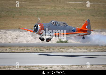 ESKISEHIR, TÜRKEI - 12. SEPTEMBER 2021: M.S.O Air and Space Museum North American AT-6G Texan Ausstellung in Sivrihisar SHG Airshow Stockfoto