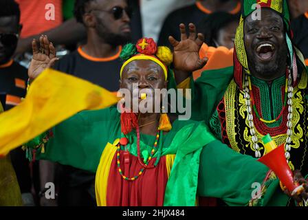 Yaounde, Kamerun, 24. Januar 2022: Fans beim Cameroun gegen Komoren - Afrika-Cup der Nationen im Olembe-Stadion. Kim Price/CSM. Stockfoto