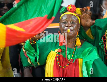 Yaounde, Kamerun, 24. Januar 2022: Fans beim Cameroun gegen Komoren - Afrika-Cup der Nationen im Olembe-Stadion. Kim Price/CSM. Stockfoto