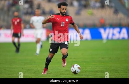 Yaounde, Kamerun, 30. Januar 2022: Mohamed Salah (Kapitän) von Ägypten während Marokko gegen Ägypten – Afrika-Cup der Nationen im Ahmadou Ahidjo Stadion. Kim Price/CSM. Stockfoto