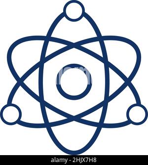 Atom-Symbol auf weißem Hintergrund, Vektorgrafik Stock Vektor