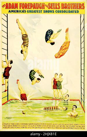 Adam Forepaugh und verkauft Bros Circus Poster - Eine Gruppe von Perlentauchern aus Hawaii, Sandwichinseln ... Ein wahrer Zirkus des Meeres - 1898 Stockfoto