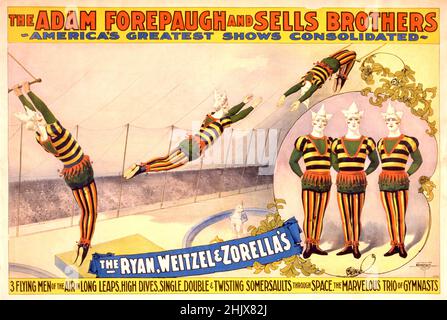 Adam Forepaugh und verkauft Bros Circus Poster - die Ryan Weitzel und Zorellas - um 1898 Stockfoto