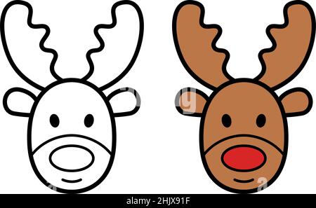 Weihnachts-Hirsch-Symbol auf weißem Hintergrund, Vektorgrafik Stock Vektor