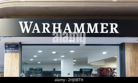VALENCIA, SPANIEN - 31. JANUAR 2022: Warhammer ist ein Miniatur-Kriegsspiel mit mittelalterlichem Fantasy-Thema Stockfoto