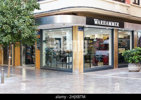 VALENCIA, SPANIEN - 31. JANUAR 2022: Warhammer ist ein Miniatur-Kriegsspiel mit mittelalterlichem Fantasy-Thema Stockfoto
