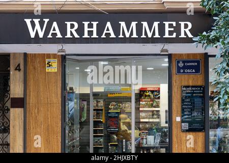 VALENCIA, SPANIEN - 31. JANUAR 2022: Warhammer ist ein Miniatur-Kriegsspiel mit mittelalterlichem Fantasy-Thema Stockfoto