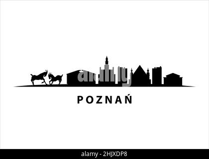 Poznań Skyline Black Vektor City Graphic Silhouette Stock Vektor