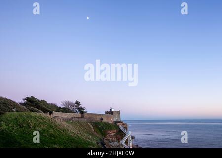 Jakobs Leiter und der Uhrenturm in Sidmouth. Devon, Großbritannien. Stockfoto