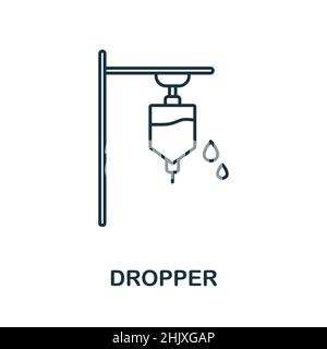 Dropper-Symbol. Linienelement aus der Sammlung medizinischer Geräte. Linear Dropper Symbol Zeichen für Web-Design, Infografiken und mehr. Stock Vektor
