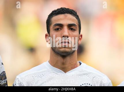 Douala, Kamerun, 26. Januar 2022: !E2! Während Ägypten gegen die Elfenbeinküste – Afrika-Cup der Nationen im Japoma-Stadion. Kim Price/CSM. Stockfoto