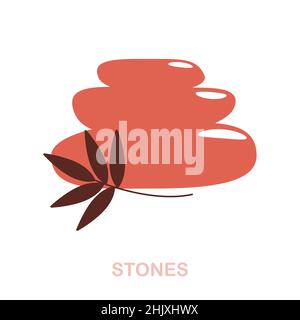 Symbol für flache Steine. Farbiger Elementeinbau aus der Kollektion SPA Therapy. Flat Stones Icon-Schild für Webdesign, Infografiken und mehr. Stock Vektor