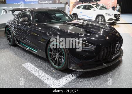 Barcelona, Spanien - 7. Oktober 2021: Mercedes-Benz AMG GT Black Series P One auf der Automobile Barcelona 2021 in Barcelona, Spanien. Stockfoto