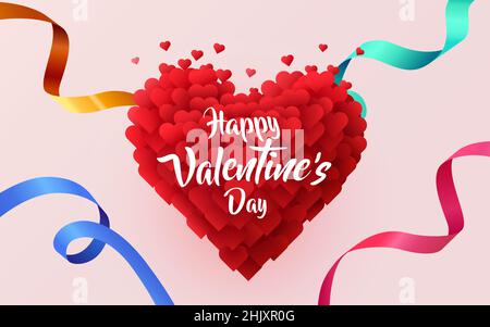 Alles Liebe zum Valentinstag Hintergrund mit Flying Hearts Ballons. Vektorgrafik Stock Vektor