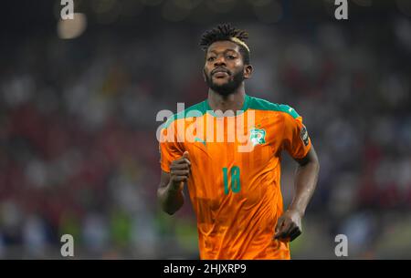 YaoundÃ©, Kamerun, 26. Januar 2022: !! Während Kameruns gegen Komoren- Afrika-Cup der Nationen im Olembe-Stadion. Kim Price/CSM. Stockfoto