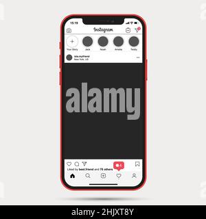 Instagram Post Vorlage auf Apple iphone 13 pro max Stock Vektor