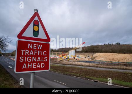 HS2 Baustelle in Little Missenden, Buckinghamshire, angrenzend an die A413. HS2/Align baut einen Entlüftungsschacht, um den Tunnel unter den Chilterns zu erreichen Stockfoto