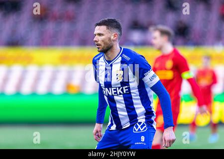 Farum, Dänemark. 31st Januar 2022. Marcus Berg (9) vom IFK Göteborg bei einem Testspiel zwischen dem FC Nordsjaelland und dem IFK Göteborg rechts vom Dream Park in Farum. (Foto: Gonzales Photo/Alamy Live News Stockfoto