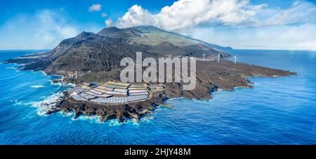 Landschaft mit Salinas de Fuencaliente, Kanarische Inseln, Spanien Stockfoto