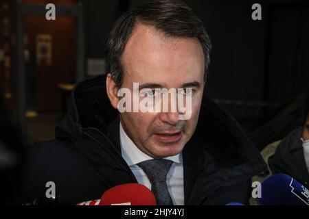 Die Anwältin von Jennifer Cleyret-Marrel, Mutter von Maëlys De Araujo, Maître Fabien Rajon, Grenoble assize Courthouse, Ostfrankreich, am 1. Februar, 2022, für den Prozess gegen Nordahl Lelandais der Entführung und des Mordes an Maelys de Araujo, der während einer Hochzeit verschwand, im August 2017 angeklagt. Foto von Erik Sampers/ABACAPRESS.COM Stockfoto