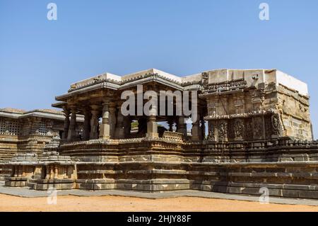 Halebid, Karnataka, Indien : Hoysaleswara-Tempel aus dem 12th. Jahrhundert. Stockfoto