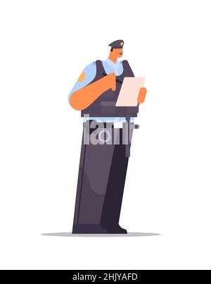 Polizist schriftlich Bericht Parken Geldstrafe Polizist in einheitliche Sicherheitsbehörde Justiz Gesetz Service Konzept volle Länge Vektor Illustration Stock Vektor
