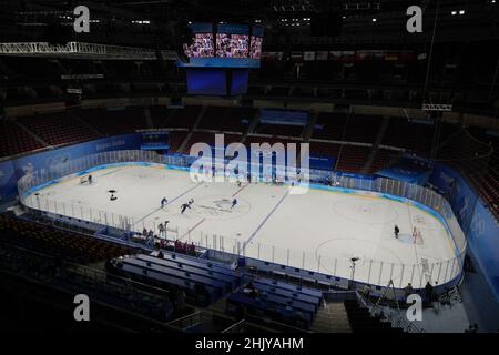 Peking, China. 01st. Februar 2022. Die Mitglieder des US-Frauenhockeyteams üben am Dienstag, den 1. Februar 2022, im Sportcenter Wukesong im Vorfeld der Olympischen Winterspiele 2022 in Peking. Foto von Paul Hanna/UPI Credit: UPI/Alamy Live News Stockfoto