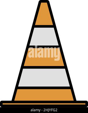 Symbol Für Verkehrskegel. Editierbare Fett Formatigte Kontur Mit Farbfüllungsdesign. Vektorgrafik. Stock Vektor