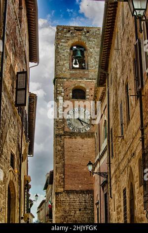 Clocktower Colle Val d'Elsa, Toskana, Italien Stockfoto