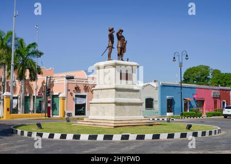 Denkmal Francisco de Montejo y Leon, Paseo Montejo, Merida, Yucatan, Mexiko Stockfoto