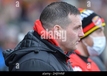 Dewsbury, England - 30. Januar 2022 - Dewsbury Head Coach Lee Greenwood während der Rugby League Betfred Championship Runde 1 Dewsbury Rams vs Bradford Bulls im Tetley Stadium, Dewsbury, Großbritannien Dean Williams Stockfoto