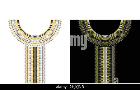 Ethnische Ausschnitt Stickerei Grafiken Fasion Design mit geometrischen Formen für Kragen Hemden oder T-Shirts Vektor Illustration Stock Vektor