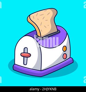Toaster-Illustration mit farbigen handgezeichneten Doodle-Stil Stock Vektor