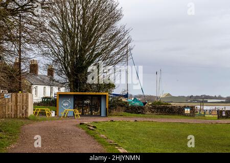 Neues Pop-up-Café, Hips Social im Lydney Harbour, Forest of Dean, Gloucestershire.UK Stockfoto