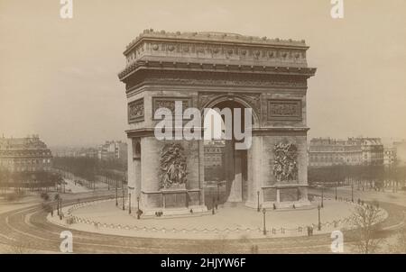 Antike Fotografie des Arc de Triomphe in Paris, Frankreich, um 1890. QUELLE: ORIGINAL ALBUMIN FOTO Stockfoto