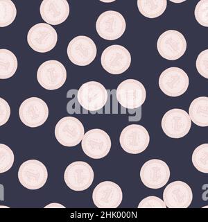 Münzen nahtloses Muster. Handgezeichneter Hintergrund aus Geld. Wiederholte Textur im Doodle-Stil für Stoff, Geschenkpapier, Tapete, Gewebe. Vektor-Illus Stock Vektor