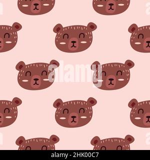 Nahtloses Muster. Niedlicher Bär. Farbenfrohe Vektorgrafik, handgezeichnete Illustration. Wildes Tier. Kinderposter oder Verpackung. Print für Textilien Stock Vektor