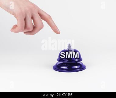 SMM wollte Konzept. Wort zur Klingel. Social-Media-Marketing. Stockfoto