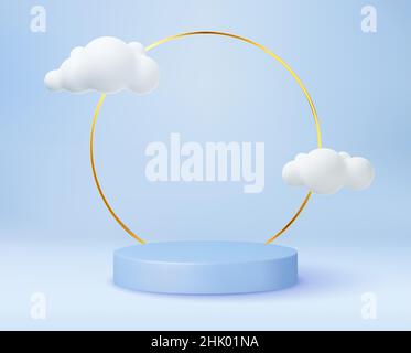 3D Podium und minimale Wolkenszene Stock Vektor