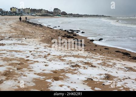 Margate Main Sands im Schnee, Margate, Kent Stockfoto