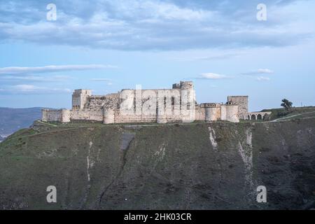 Syriens Kreuzfahrerschlösser „Krak des Chevaliers“ Stockfoto