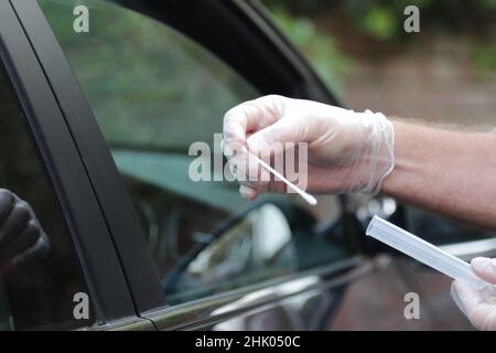 Mobile Covid Teststation Stockfoto