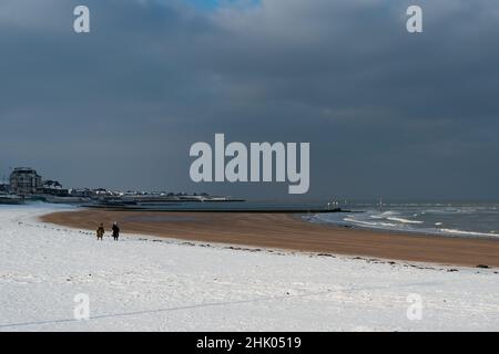 Margate Main Sands im Schnee, Margate, Kent Stockfoto