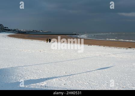 Margate Main Sands im Schnee, Margate, Kent Stockfoto