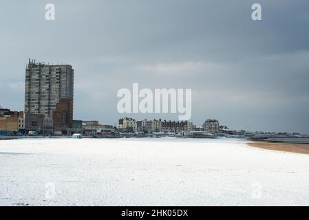 Margate Main Sands im Schnee, Margate, Kent Stockfoto